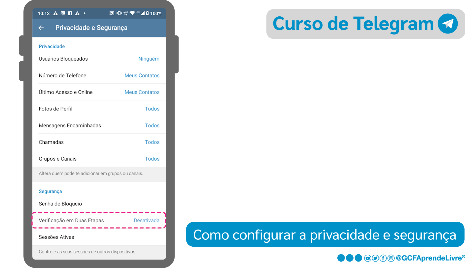 Como ativar a verificação em duas etapas no Telegram - passo 1